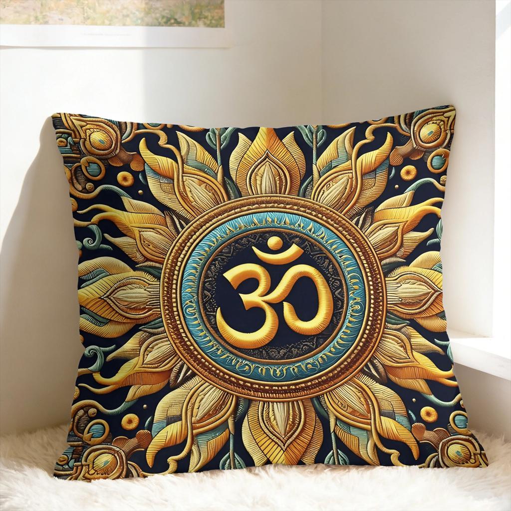 Luxury Golden Mandala Om Pillow Case Square Pillow Cover Morden Cushion Cover For Living Room Bed Chair