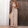 Jumpsuit for Women Smocked Tube Top Tie Waist Wide Leg Jumpsuit Sexy One Piece Vacation Outfits