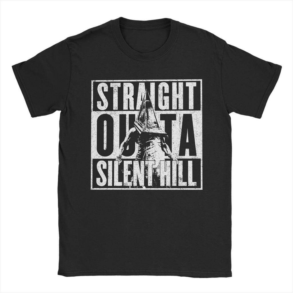 Vintage Silent Hill Pánská trička s kulatým výstřihem 100% bavlněná trička Hororový filmová hra Trička s krátkým rukávem Potištěné oblečení