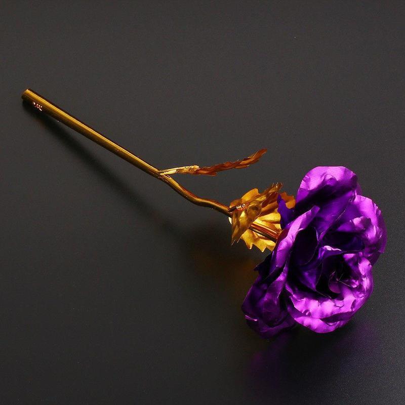 24k Gold Foil Plated Eternal Rose Flower for Romantic Valentine's Day Lover Wedding Mother's Day Gifts