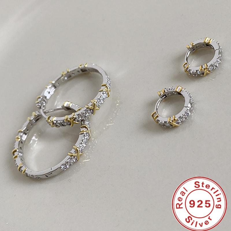 Luxury Brand 925 Sterling copper Earrings Interwoven Earrings 2 Size Selection Earrings For Women Charm Zircon Gifts