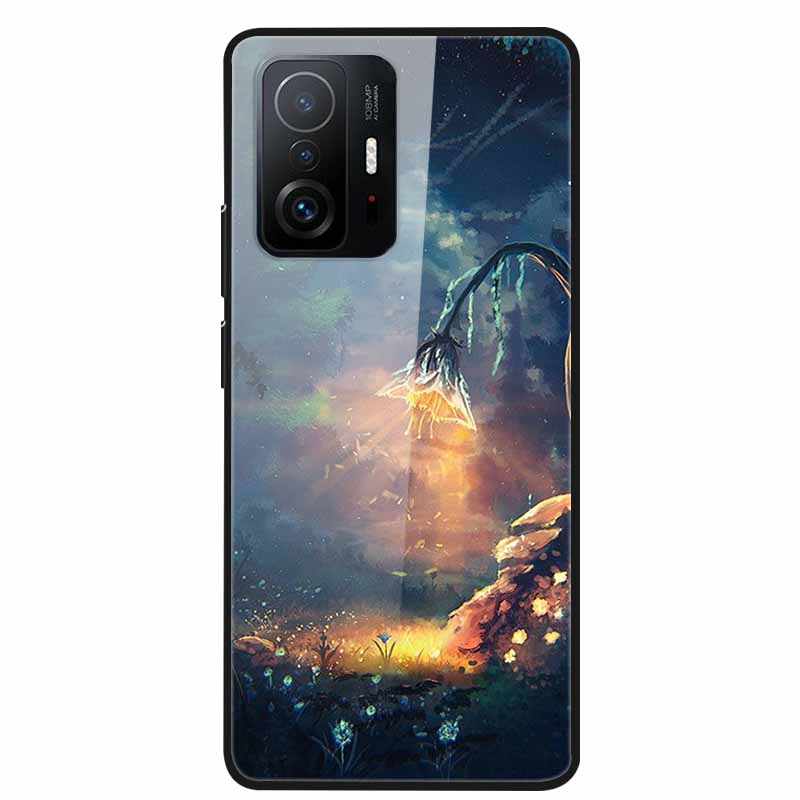 Case For Xiaomi 11T Pro Glass Hard Tempered Glass PC Phone Cover For Xiaomi Mi 11T 11 T Pro Shockproof Landscape Cute Capa Coque