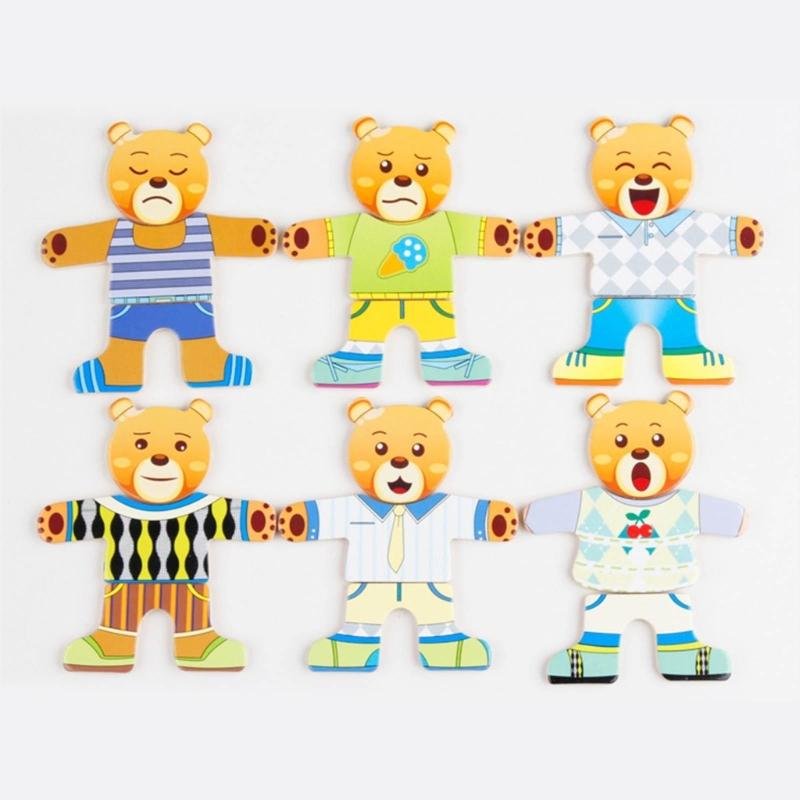 3-D Puzzle Box Shape Matching Board Toy Bear/Rabbit Dress Changing Busy Board Toy for Toddler Learning Educational Gift