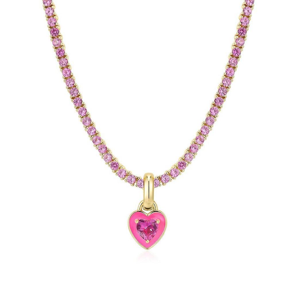European Light Luxury Emerald Colorfast Tennis Choker Necklace with Colorful Cubic Zirconia