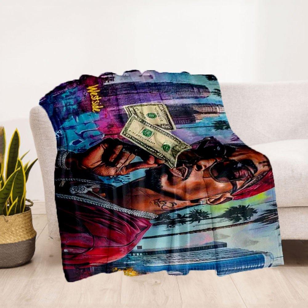 "Rapper Holding Money Graffiti Art Print Poster"Blanket Flannel Throw Blanket for Sofa, Bed, Travel, Camping, Office, Couch, Chair, And Bed