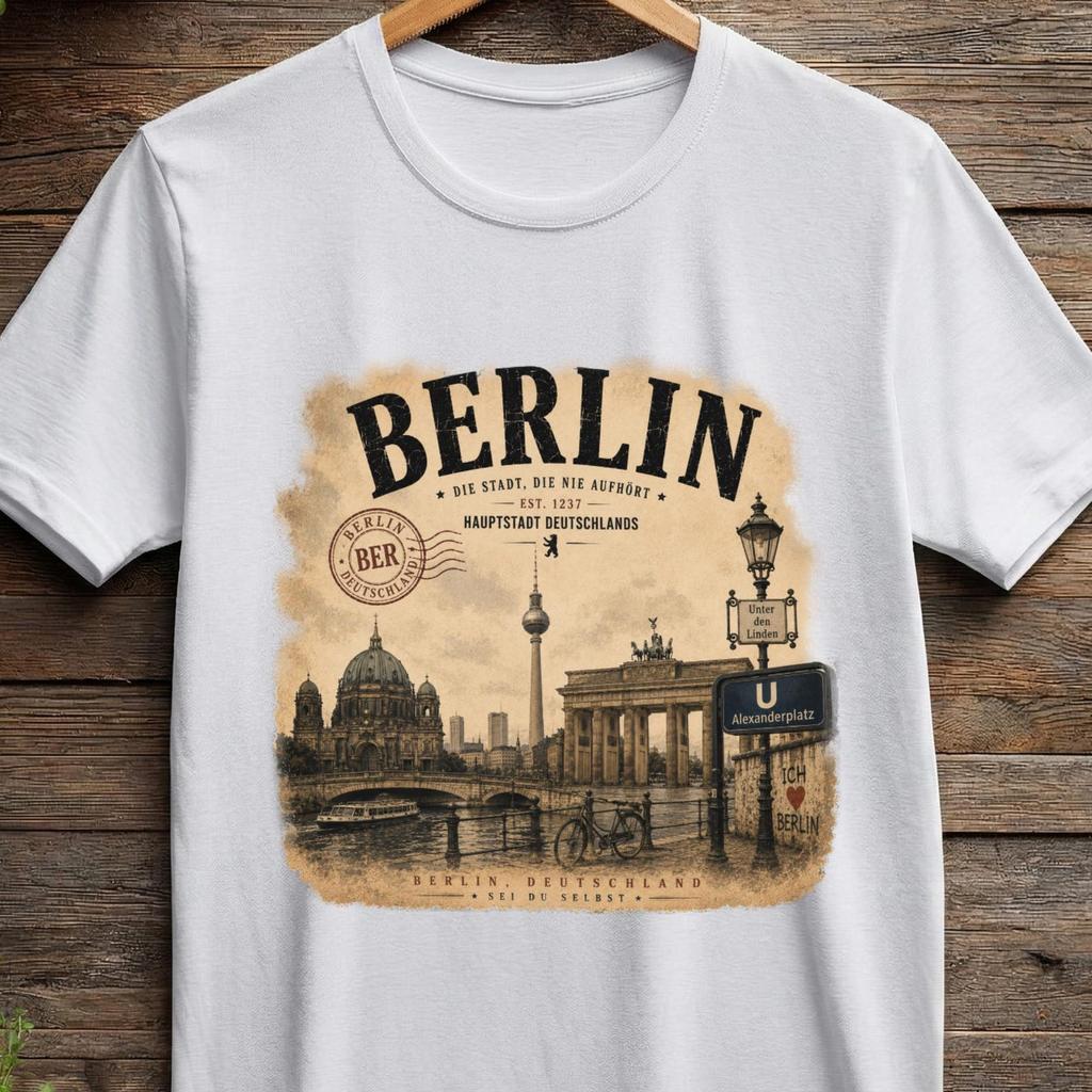 Berlin Vintage Skyline T-Shirt | Brandenburg Gate, TV Tower, Cathedral, Berlin Shirt, Germany Berlin T-Shirt, Germany SweaT-Shirt,