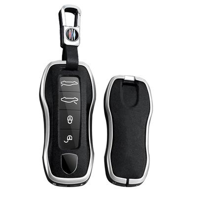 TECART Smart Schlüsselhülle für Porsche 911, Carrera 4, Carrera GT, Carrera S und mehr, Aluminiumlegierung, PVC-Leder, Schwarz A