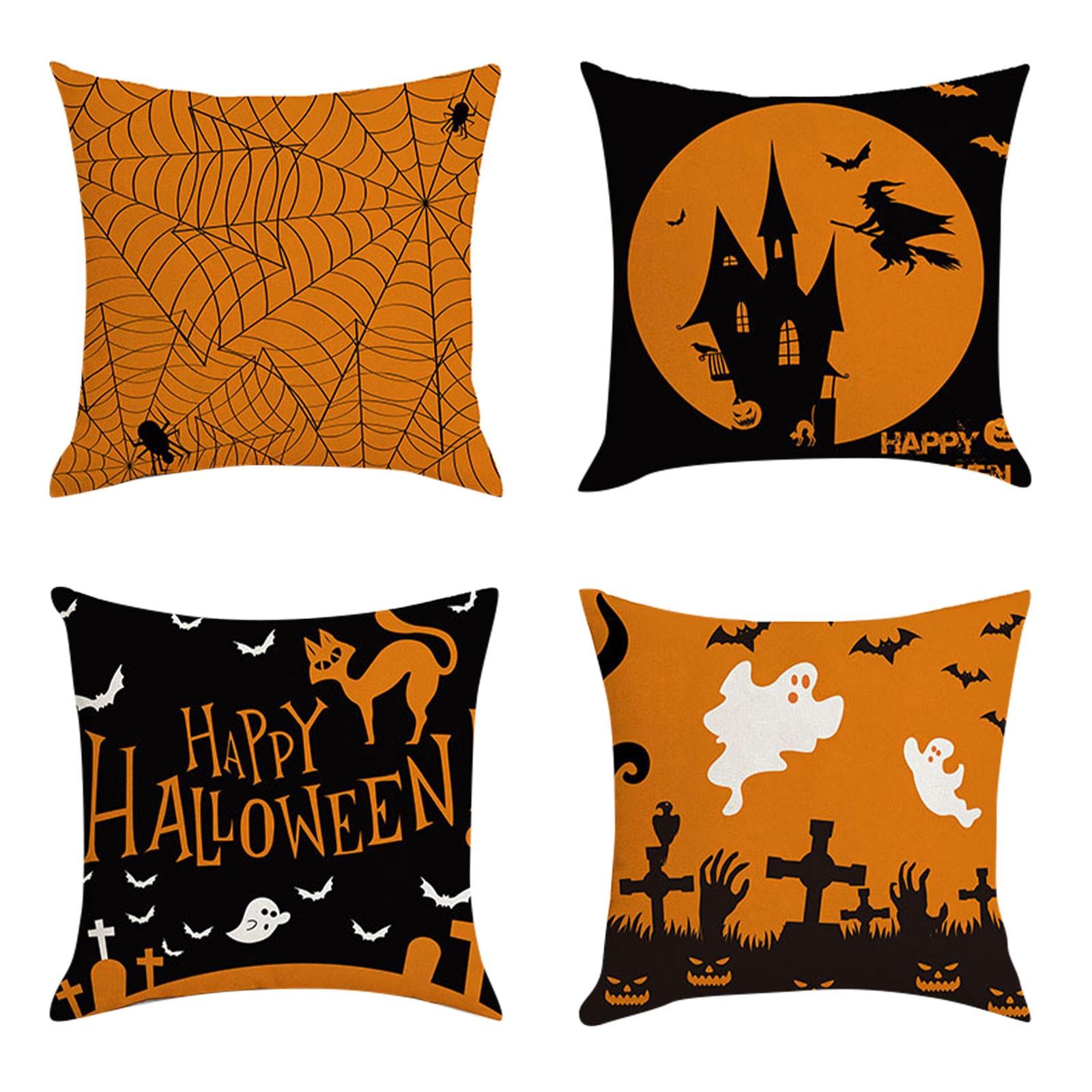

18x18 осенние наволочки, декоративные наволочки на Хэллоуин, кленовые автомобильные льняные наволочки для домашнего декора дивана, 4 шт. One Size