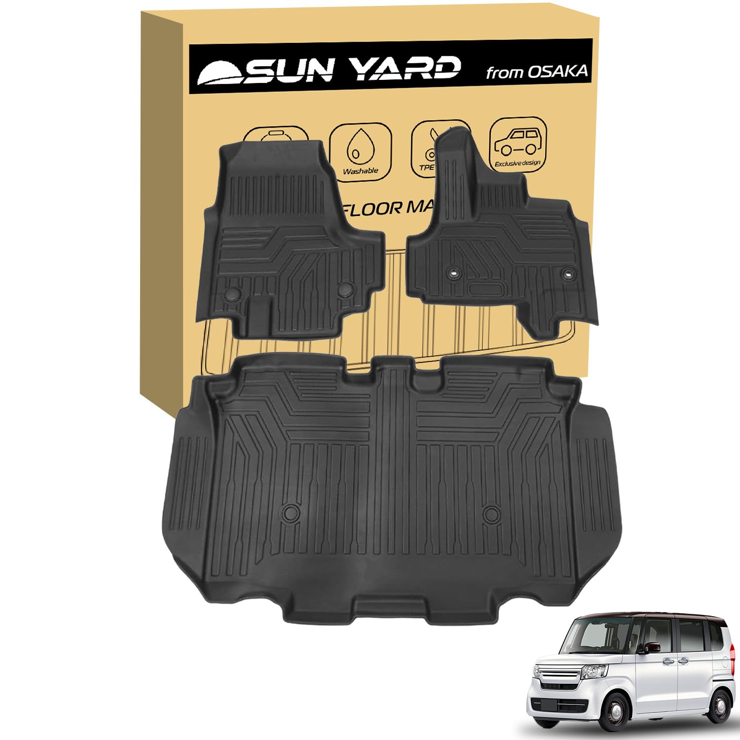 

SunYard Floor Mats for the New 1st and 2nd 3D Car Easy TPE Material N-BOX (JF5/JF6), Rows, Mats, Vehicle-Specific Design, Installation, (Floor Mats) чёрный