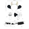 4 Animal Cow Costume Set Headband Nose Bow Tie Tail Hairband Headwear Elastic for Halloween
