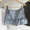 Korean Academy Style Plaid Ruffled High Waist Skirt