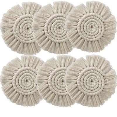 Handmade Macrame Coasters,Cotton Braid Cup Cushion Bohemia Style Non-slip Cup Mat Linen Mats Insulation Coffee Pad Placemat