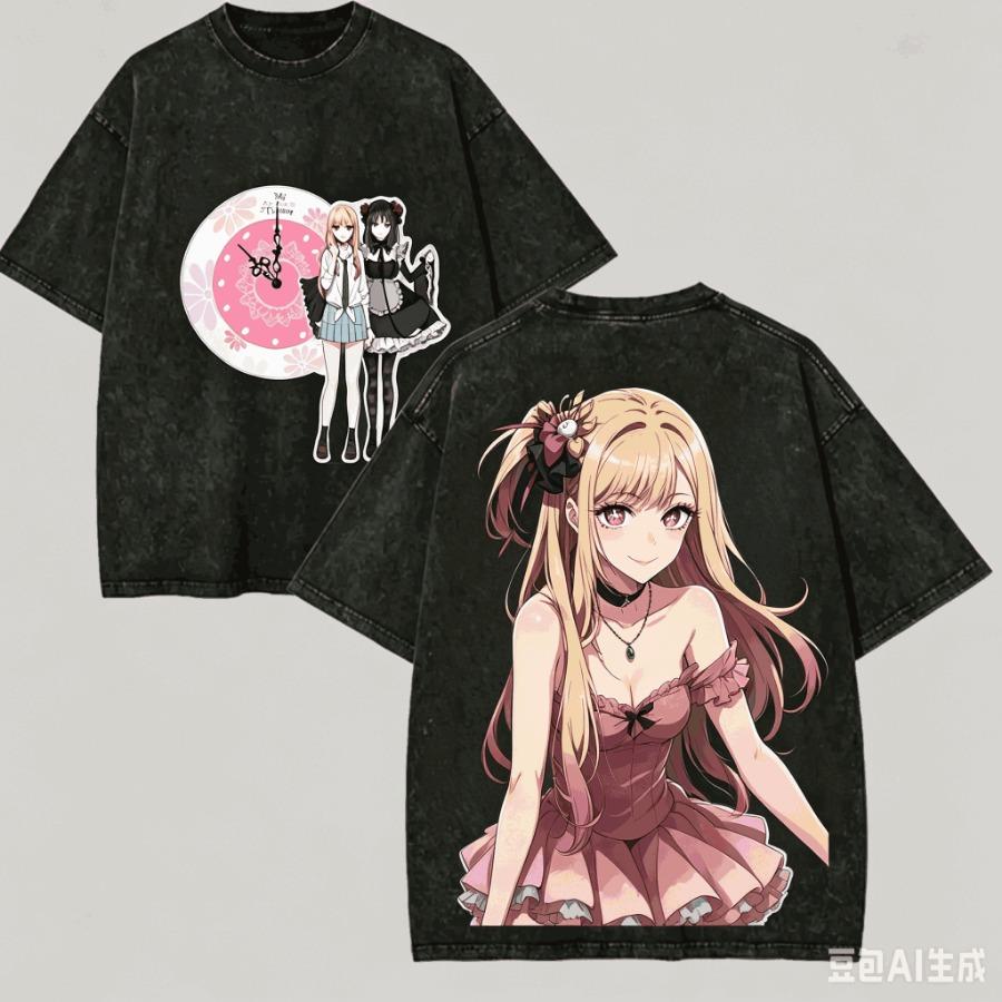 Popular Anime 'My Fashion Idol' T-Shirt, Marlin Fashion Washed Loose Short Sleeve
