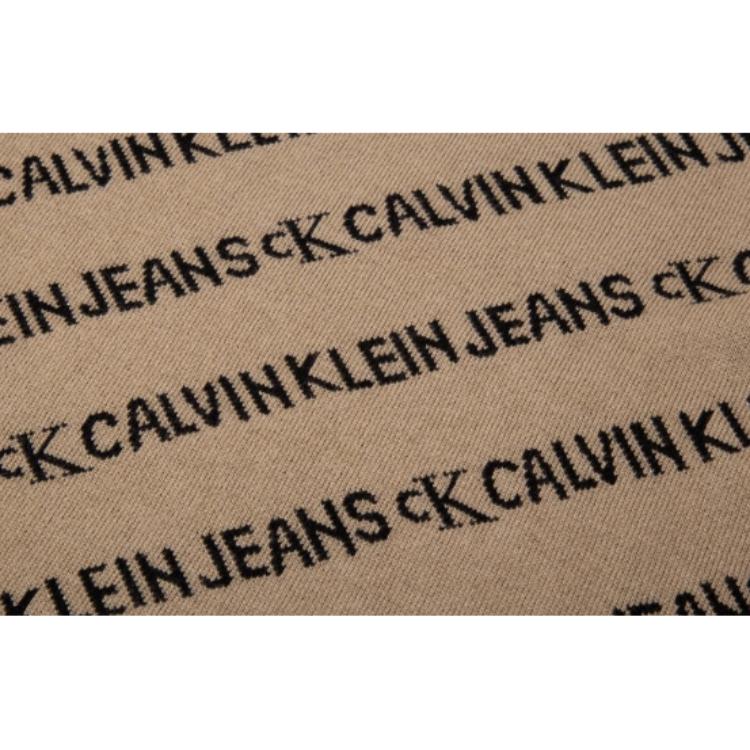 Calvin Klein Allover Letter Jacquard Crewneck Sweater Men Sweater Khaki J319617-PBF