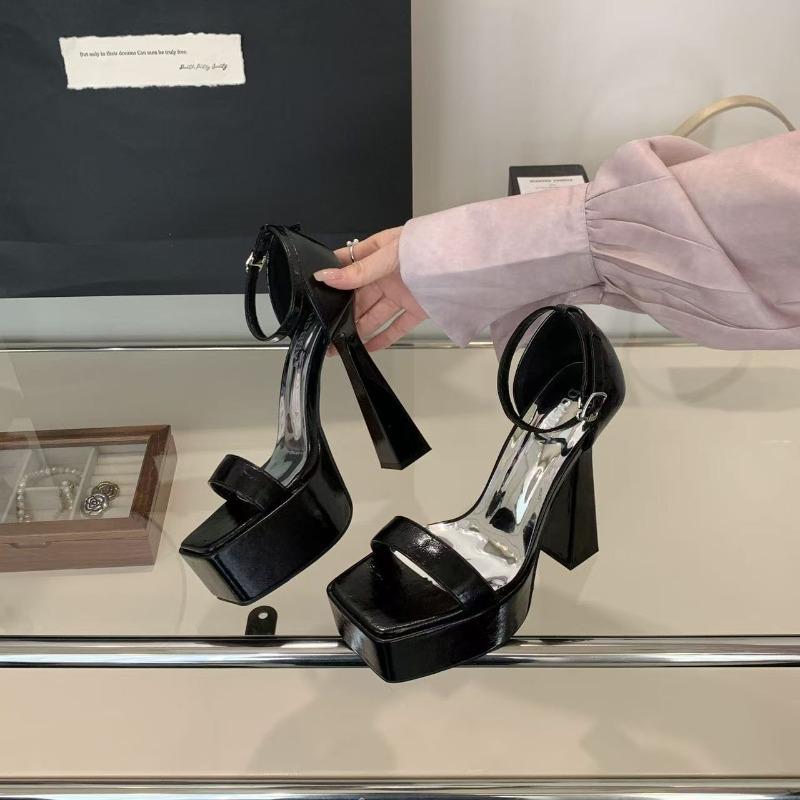 Waterproof table exposed toe high heels women's summer new hate sky high wear-resistant non-slip thick-soled heel sandals women