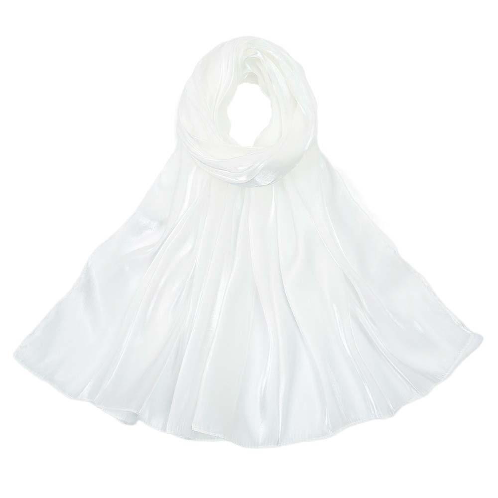 Sunscreen Chiffon Hijab Scarf Breathable Thin Large Shawl Smooth Silk Headscarf  Women белый