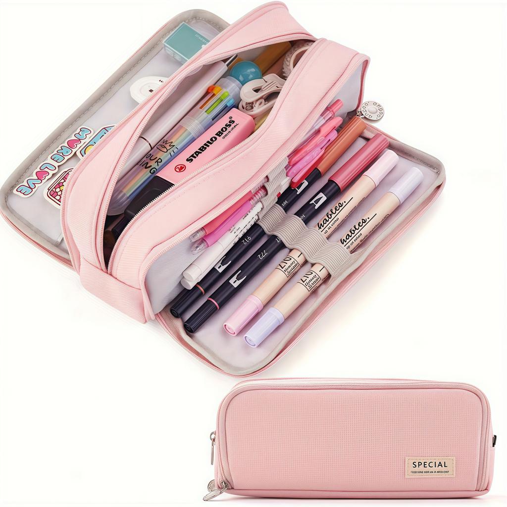 New Extra Large Capacity Portable Pencil Case, Simple Aesthetics Lightweight and Durable, Ideal for Students and Offices