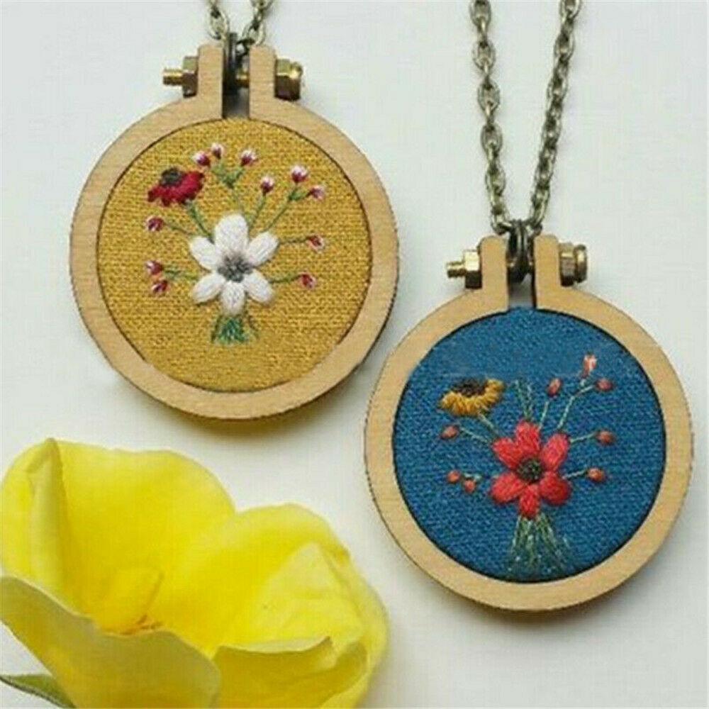 Kali 10x Mini Embroidery Hoops Ring Wooden Hand Crafts Cross Stitch Frame Tools