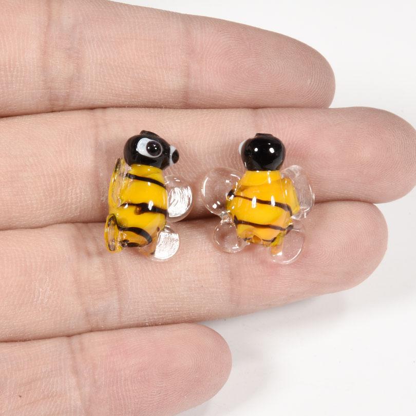 5 Stück Gelbe Süße Bienen Anhänger Perlen Für Schmuckherstellung Zubehör Glasmaterialien Tier Spacer/Lose Perle DIY Armbänder Zubehör