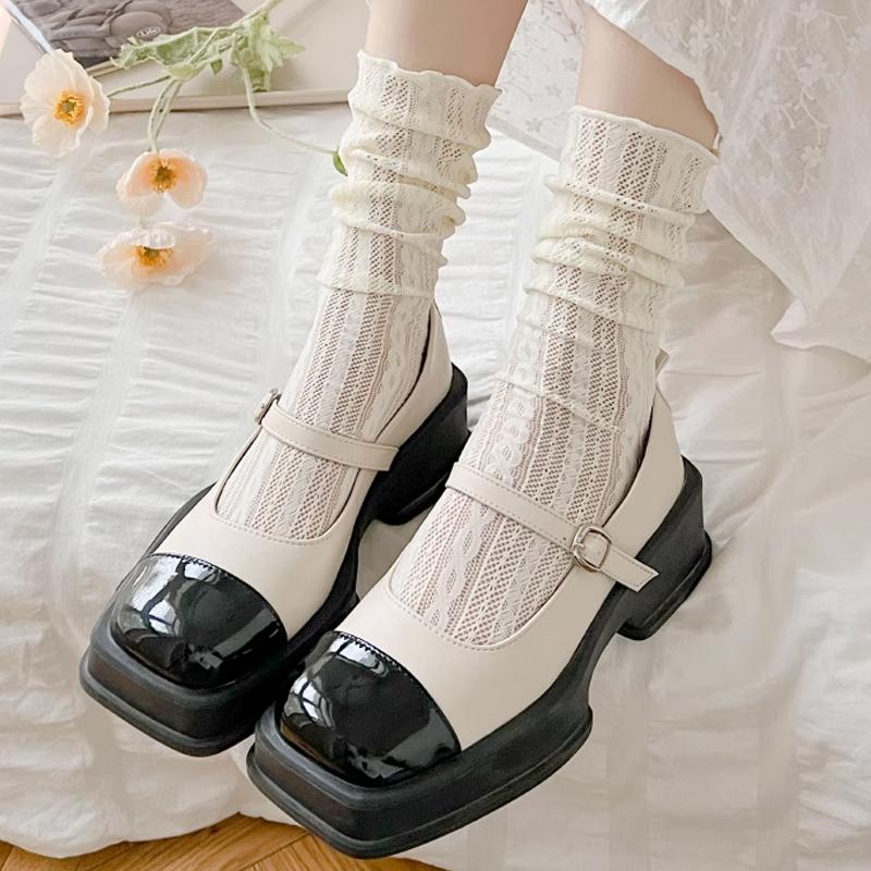

Women Lace Short Summer Socks Japanese Lovely Sweet Ruffle Hollow Out Cotton Lace Lolita Style Princess Socks High Quality Socks One Size бежевый