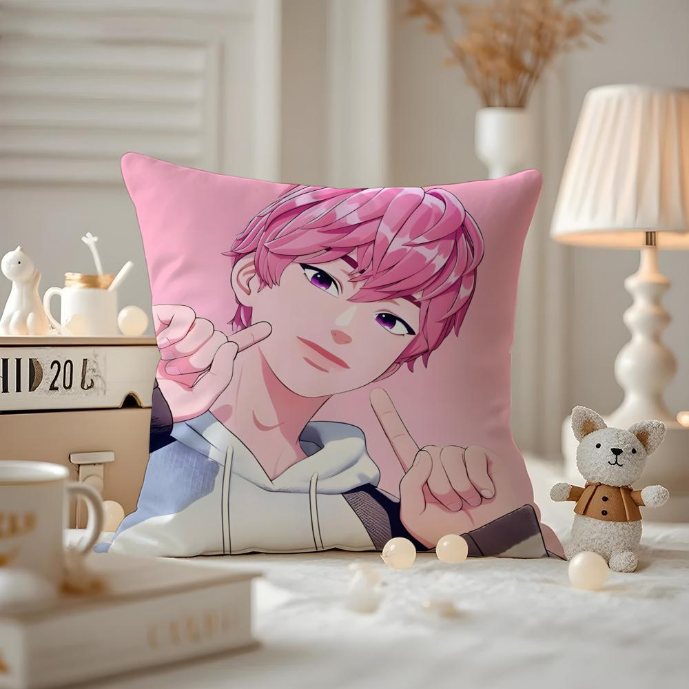 Kpop PPLAVE Bamby Cushion Cover Antidustmite Pillowcase Invisible zipper silky short plush Sofa cushion cover
