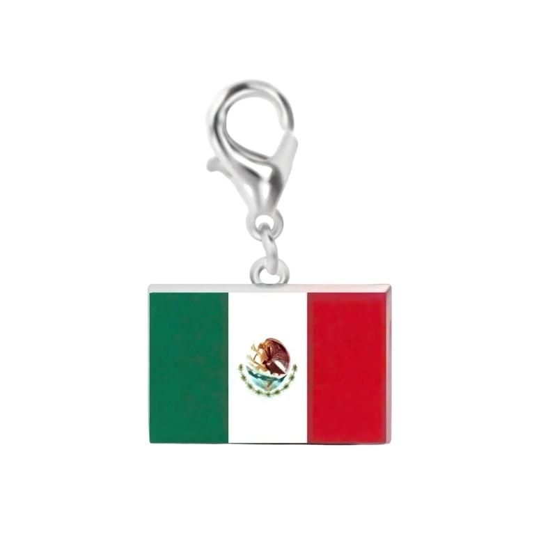 Braccialetto con Charm Bandiera in Acciaio Inossidabile con Moschettone, Gioiello Ciondolo Paese per Regalo di Viaggio Accessorio Stile