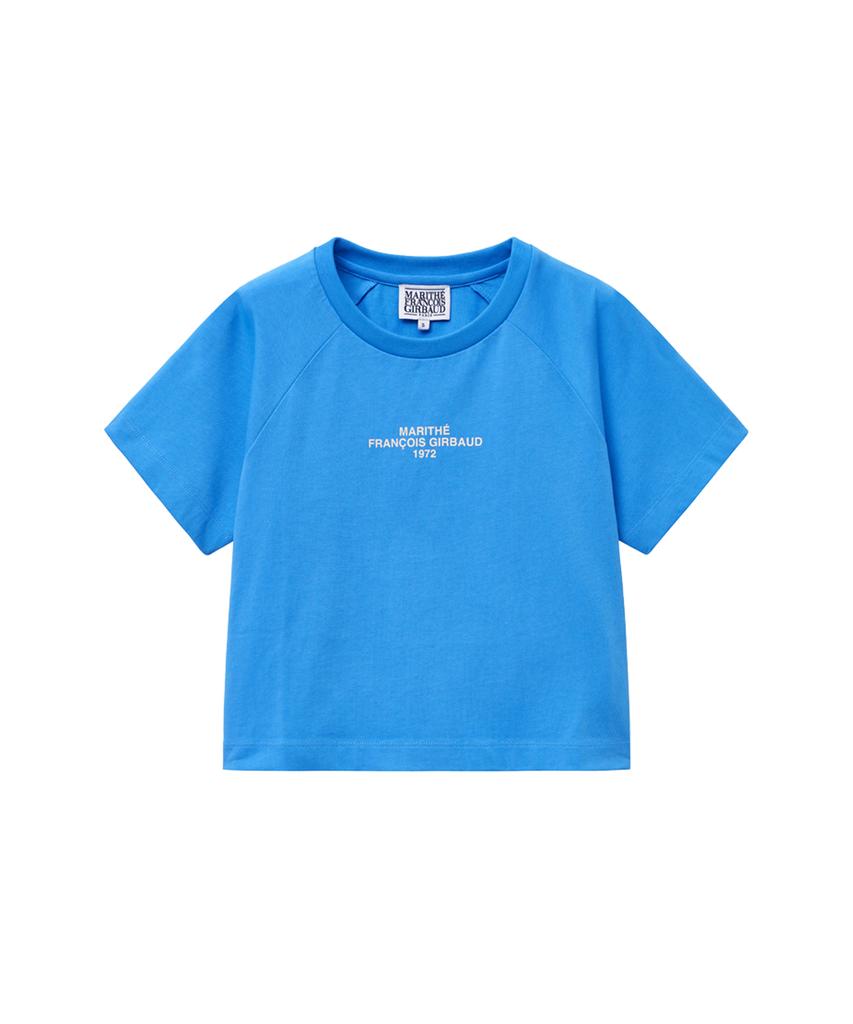 Malittepeulangsowajeobeo W Lettering Logo Crop Tee Vintage Blue