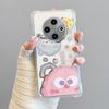 KEYSION Crossbody Strap Phone Case for TECNO Spark 30C Shockproof Cute Cartoon Long Lanyard Mirror Shockproof Cover for Tecno Spark 30C 4G