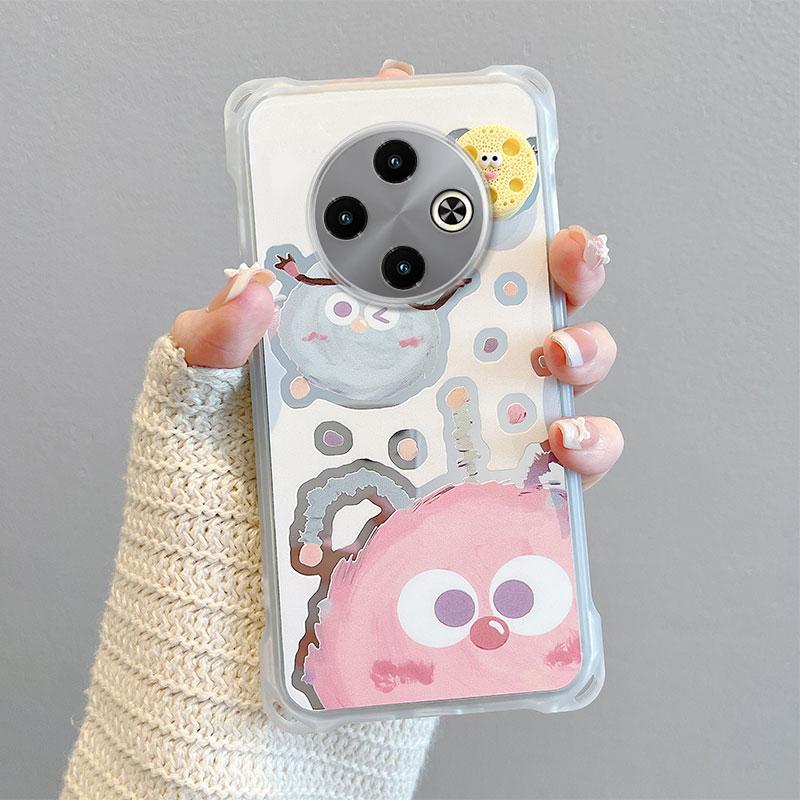 KEYSION Crossbody Strap Phone Case for TECNO Spark 30C Shockproof Cute Cartoon Long Lanyard Mirror Shockproof Cover for Tecno Spark 30C 4G