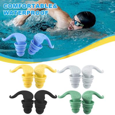 1 Pair Swimming Ear Plugs Waterproof Silicone Washable Reusable Noise Reduction Work Study Sleeping Bathing Surfing Watersports Earplugs