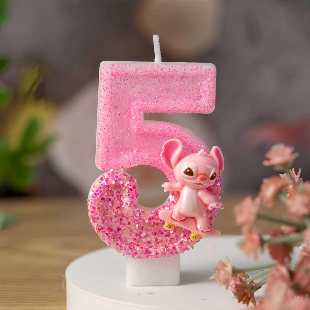 Pink Long-Eared Animal Birthday Candle, Number 09, Cute Cartoon Decoration for First Birthday Cake