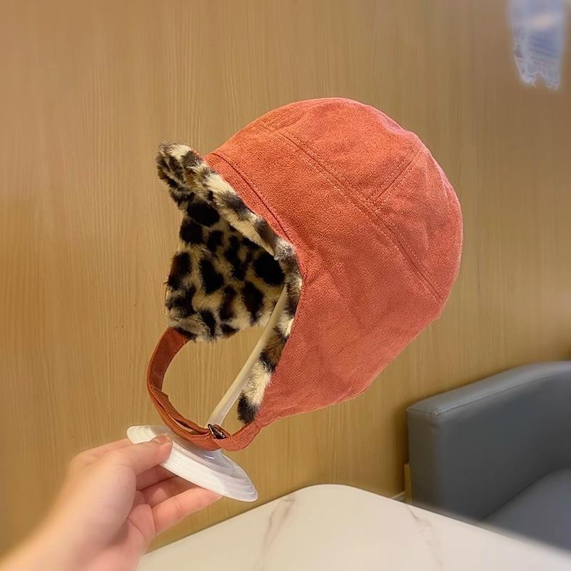 Leopard Print Doublesided Leifeng Hat For Winter Warmth And Windproof Protection For Women