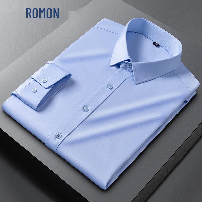 ROMON Men s High-Elastic Long Sleeve Business Casual Shirt 42