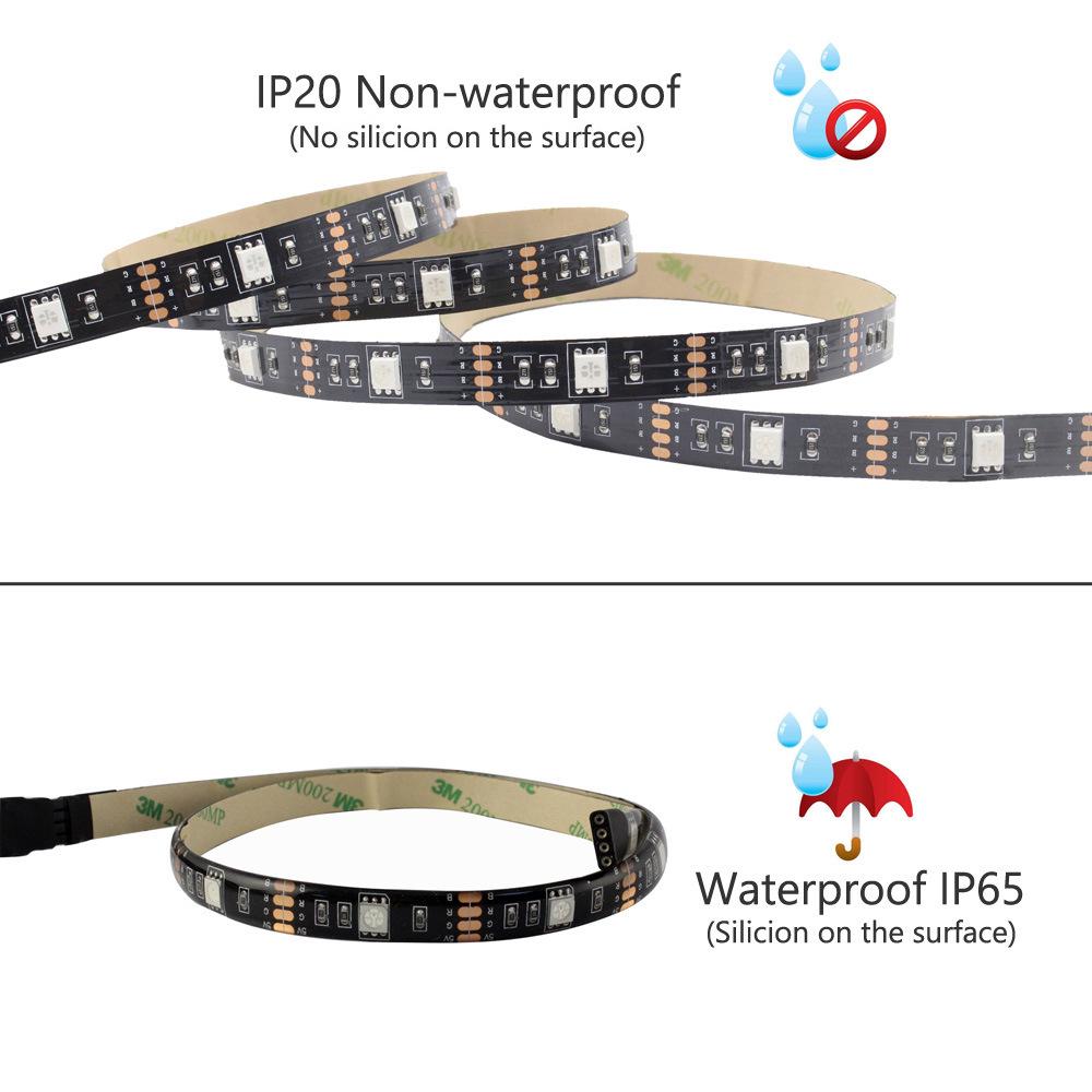 5V RGB LED Strip with Waterproof Drip Glue and 17-Key RF Controller (Seven Colors)