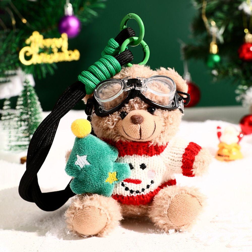 New Christmas Plush Bear Pendant Sweater Snowman Stuffed Toys Bag Pendant Creative Panda Doll Keychain Gifts