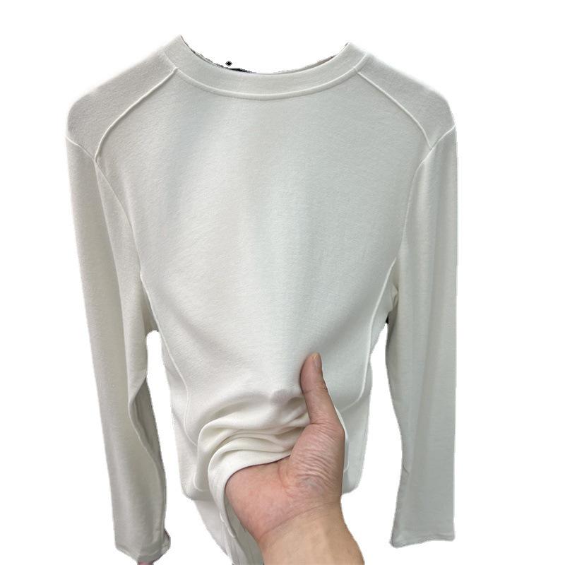 Damen-Langarmshirt aus doppelseitigem Fleece – Herbst/Winter 2024, warme, einfarbige Weste