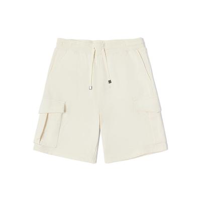 Solid Color Drawstring Knit Shorts Men Shorts Vintage-White VN0008XS3KS