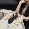 Korean version of super soft flat bottom explosive sandals beach fairy fashion cross versatile Roman shoes 2025 summer and autumn new