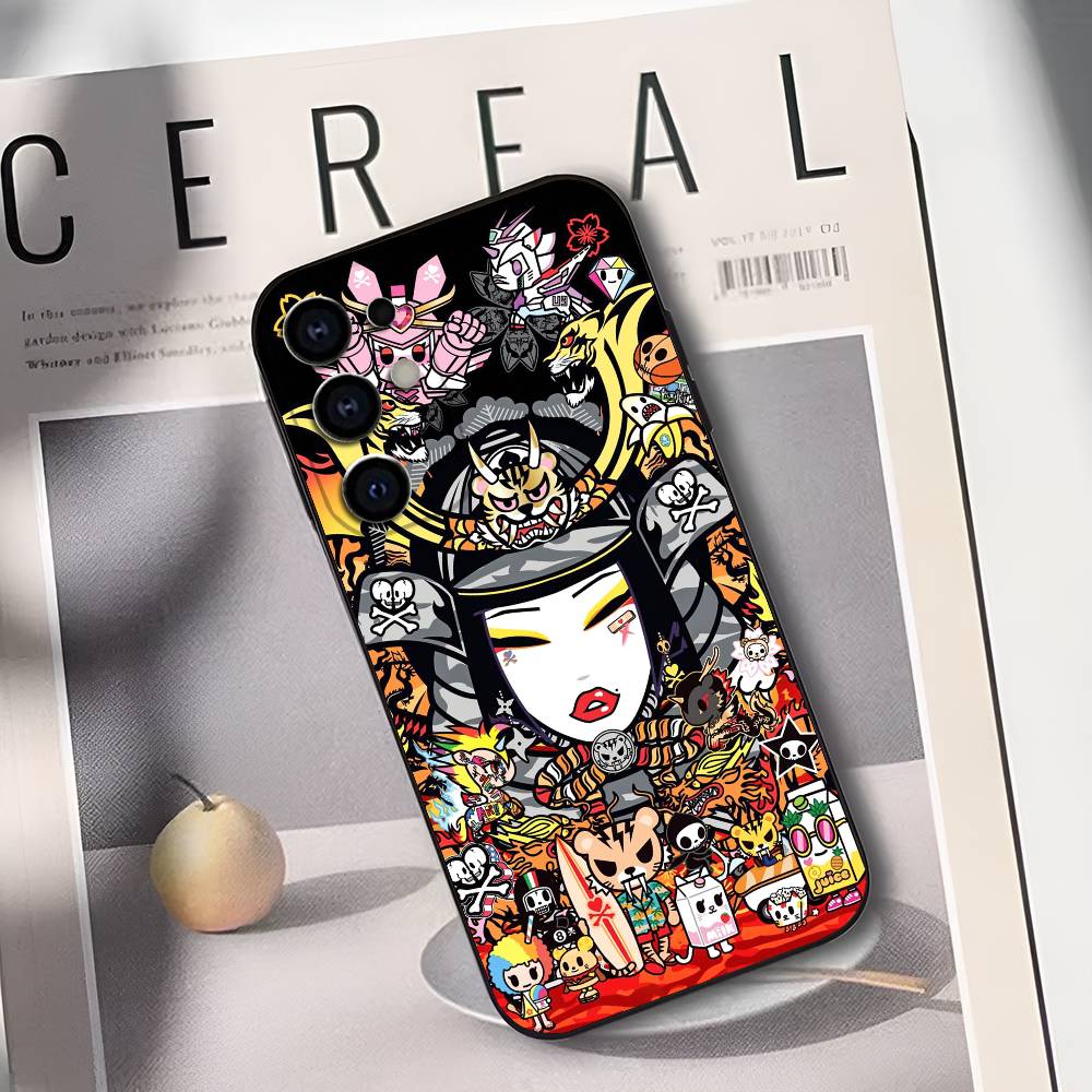 Japan T-Tokidokis Phone Case For Samsung S25,S24,S21,S22,S23,S30,Ultra,S20,Plus,Soft Silicone Black Cover