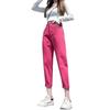 Women's Rose Red High-Waist Carrot Jeans - Spring/Summer Slimming, Loose, Casual, Straight-Leg Style