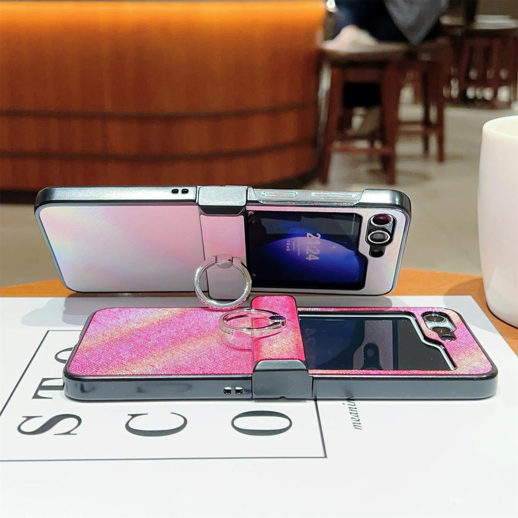 Colorful Gradient Ring for Convenient Fall Prevention Case for Samsung Galaxy Z Flip 3 4 5G Flip4 ZFlip5 Shockproof Cover