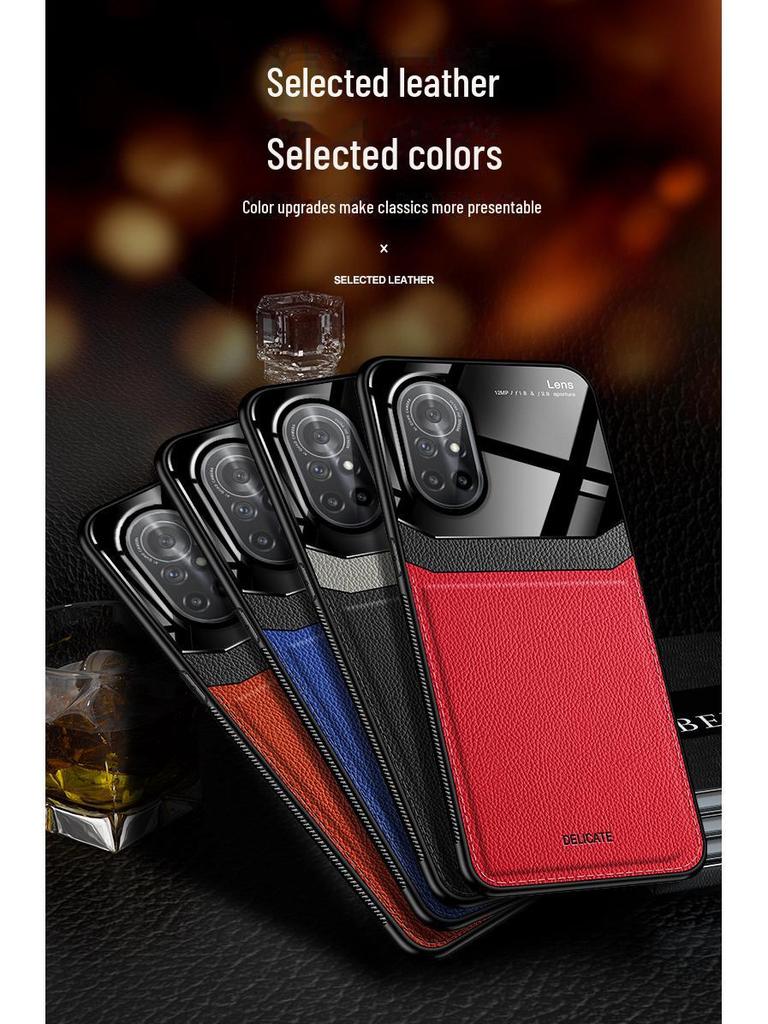 Ochranný kryt s koženou texturou pro Huawei Honor V40 Light Luxury Edition - měkký silikon, plný okraj, ochrana objektivu 5G