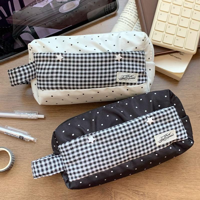 1Pcs Large Capacity Student Pencil Eraser Ruler Organizer Korean Pencil Case INS Aesthetic Causal Stationery Tote Bag