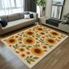 3D Embroidery Sunflower Pattern Area Rug Non-Slip Soft Durable Washable Floor Mat for Living Room Bedroom Home Decor