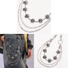 Metal Skull Hip Hop Belt Chain For Men With Spring Decor And Multilayer Design