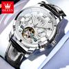 OLEVS Men's Watches Luxury Fashion Fine Steel Original Automatic Mechanical Watch for Man Flywheel Movement Calendar Waterproof