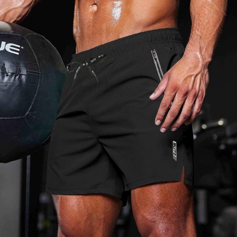 Vortex Wear Heren Sneldrogende Sportsbroek met Ritszakken, Lichtgewicht Ademende Atletische Trainingsshorts voor Hardlopen Training Fitness M zwart