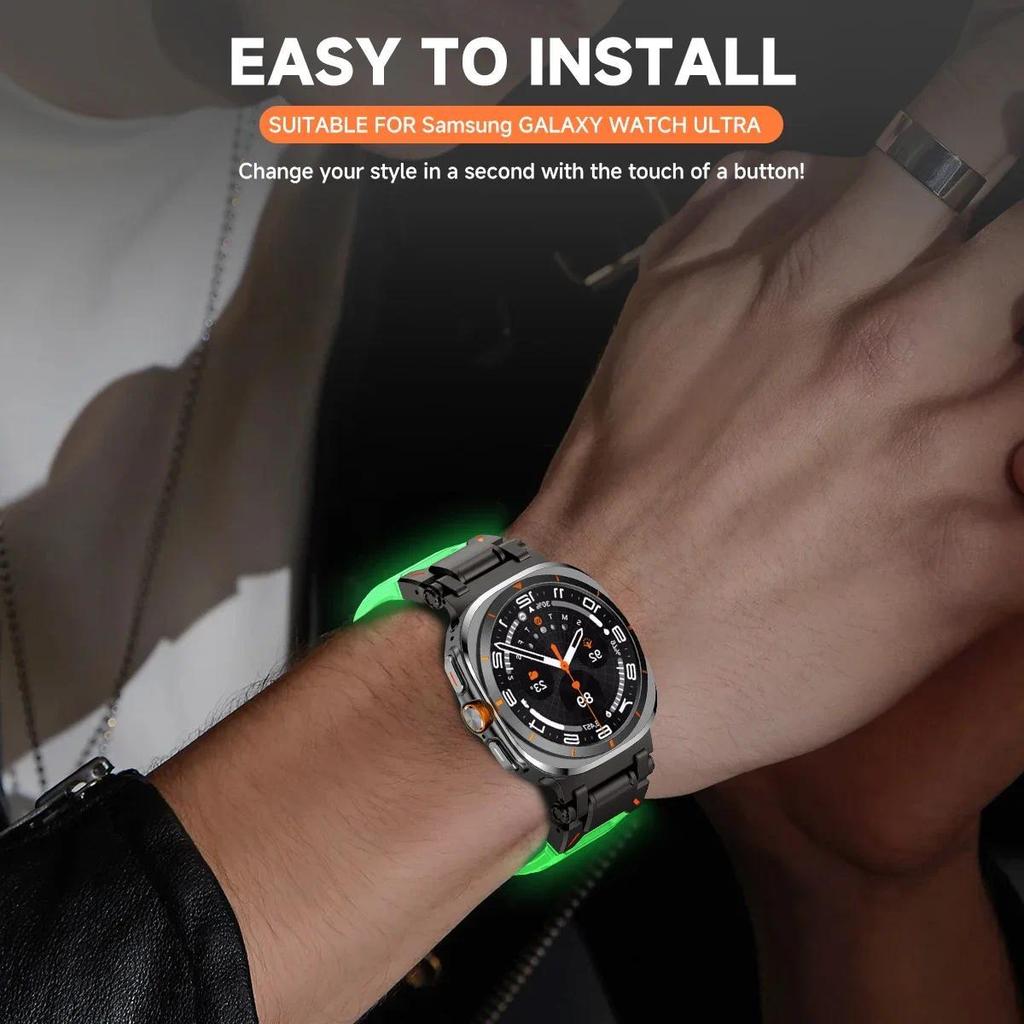 Fluorkautschuk-Armband für Samsung Galaxy Watch Ultra 2026 47mm Sport-Kautschukarmband für Galaxy Watch 7 Ultra 47mm Armband ohne Lücken