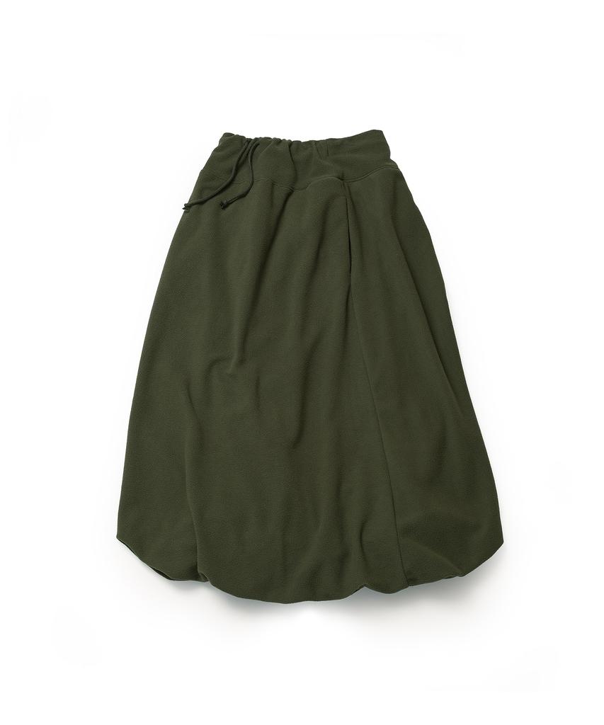 Cotton Bell Fleece Hidden-Band Balloon Skirt - Khaki
