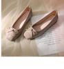Autumn Flat Bottom Square Head Single Shoes Women'S Shallow Mouth Flat Heel Soft Sole Bow Grandma Shoes Fairy Style With New Chinese Doudou Shoes